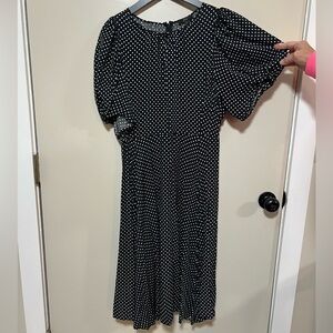 J.Crew Womens Dress Size Large black & white Dot Puff Sleeve Feminine sz 12